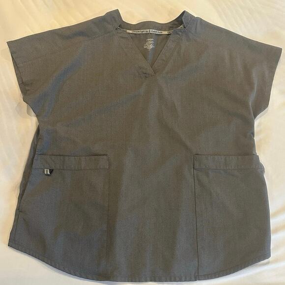 ClimateRight Cuddl Duds Heather Gray Scrubs Top Sz. L - Picture 2 of 6